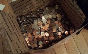 Box o' Change before the few bank notes were added