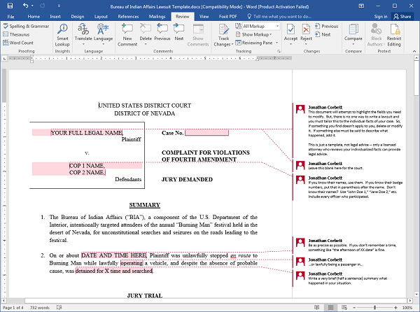 BIA Lawsuit Template