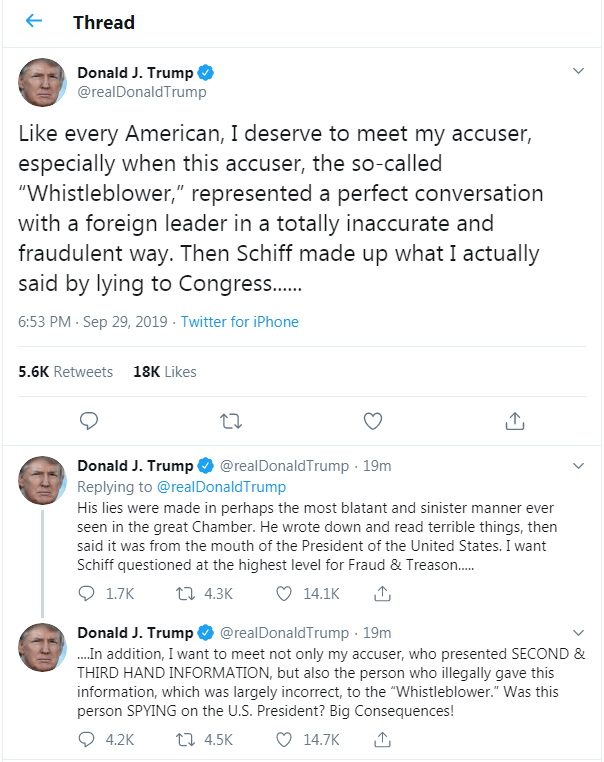 Trump Threatens Whistleblower