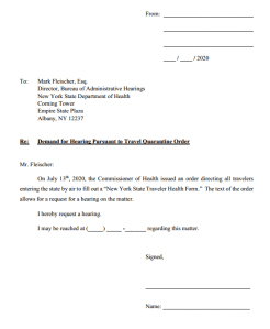Quarantine Hearing Request Form